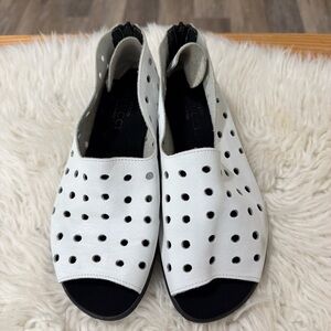 Sesto Meucci White Perforated Sandals